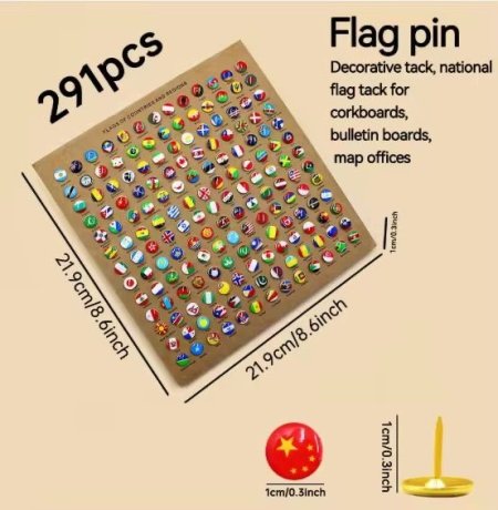 دبابيس أعلام دول العالم – 291 قطعة