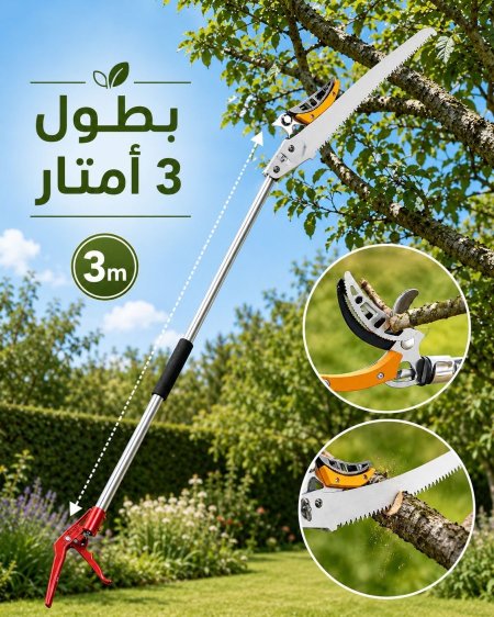 مقص تقليم الأشجار مع منشارة التلسكوبي – طول 3 متر HS - 077